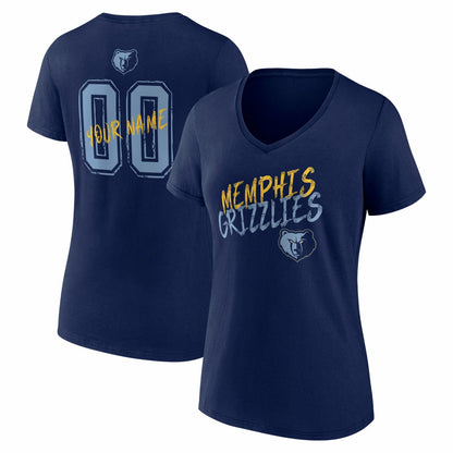 Memphis Grizzlies Women's Hustle Custom V-Neck T-Shirt - Navy sale