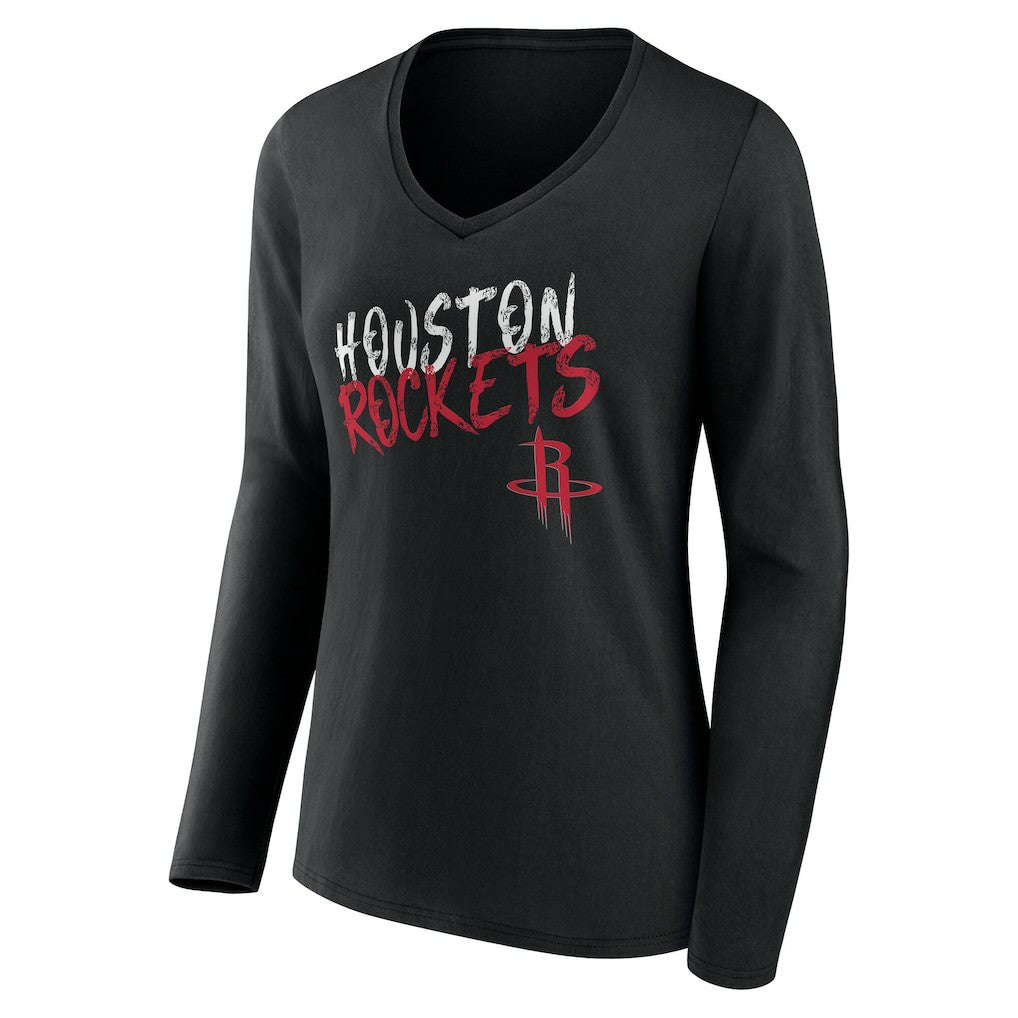 Houston Rockets Women's Hustle Custom Long Sleeve V-Neck T-Shirt - Black shop
