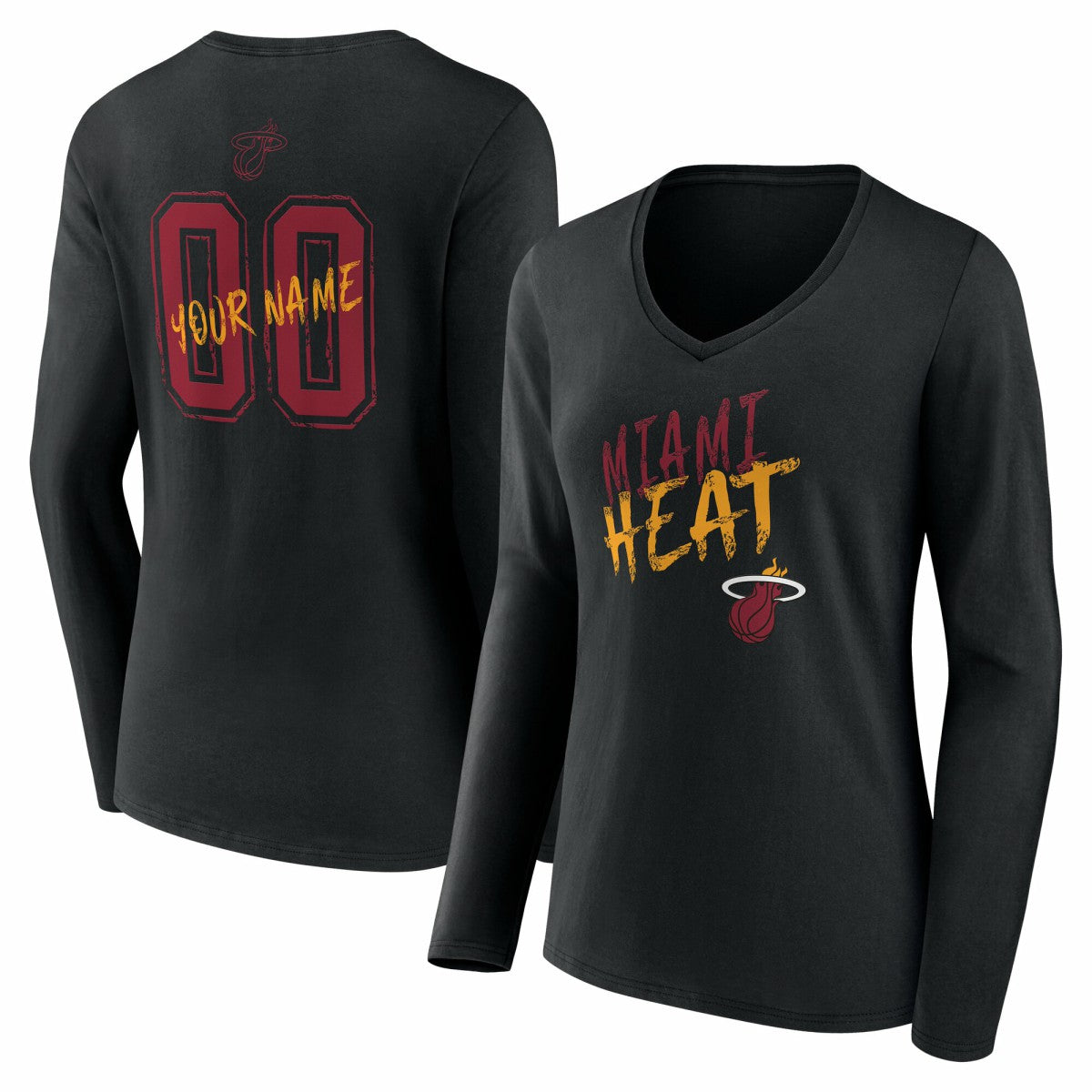 Miami Heat Women's Hustle Custom Long Sleeve V-Neck T-Shirt - Black online