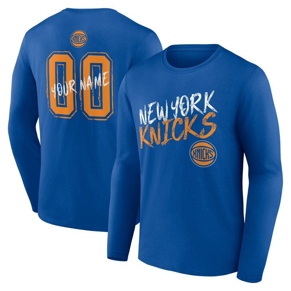 New York Knicks Hustle Custom Long Sleeve T-Shirt - Blue discount