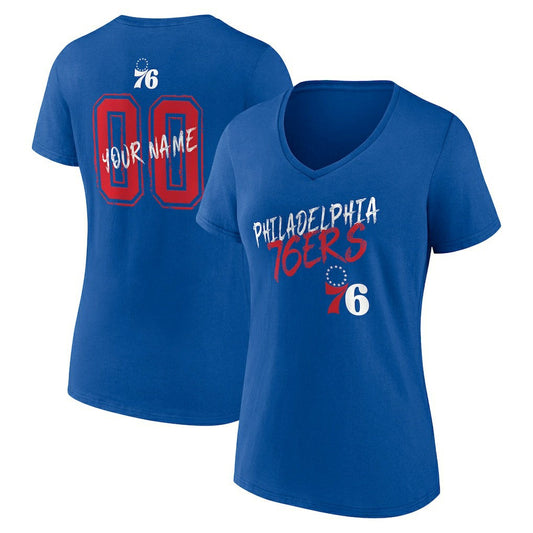 Philadelphia 76ers Women's Hustle Custom V-Neck T-Shirt - Royal sale