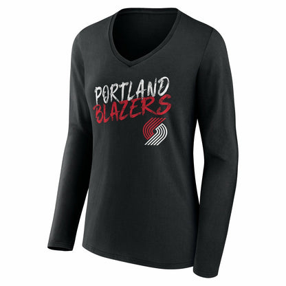Portland Trail Blazers Women's Hustle Custom Long Sleeve V-Neck T-Shirt - Black sale