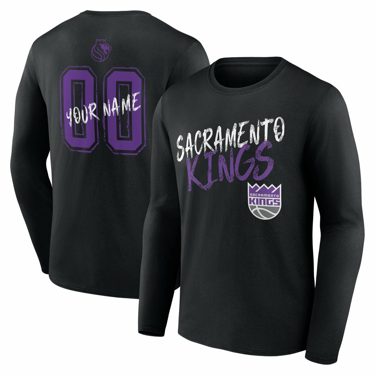 Sacramento Kings Hustle Custom Long Sleeve T-Shirt - Black discount
