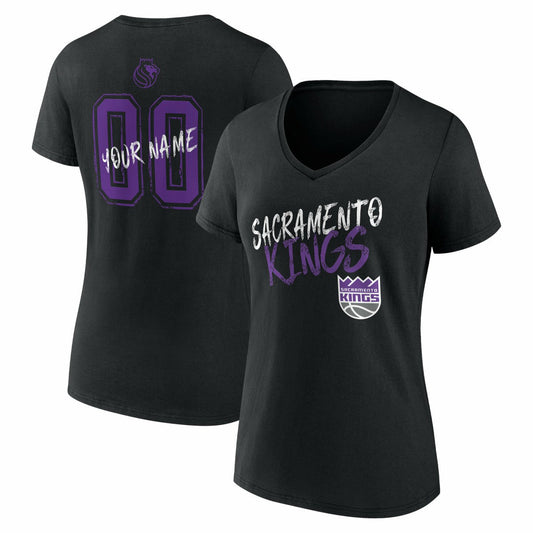Sacramento Kings Women's Hustle Custom V-Neck T-Shirt - Black on sale