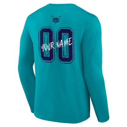 Charlotte Hornets Hustle Custom Long Sleeve T-Shirt - Teal shop
