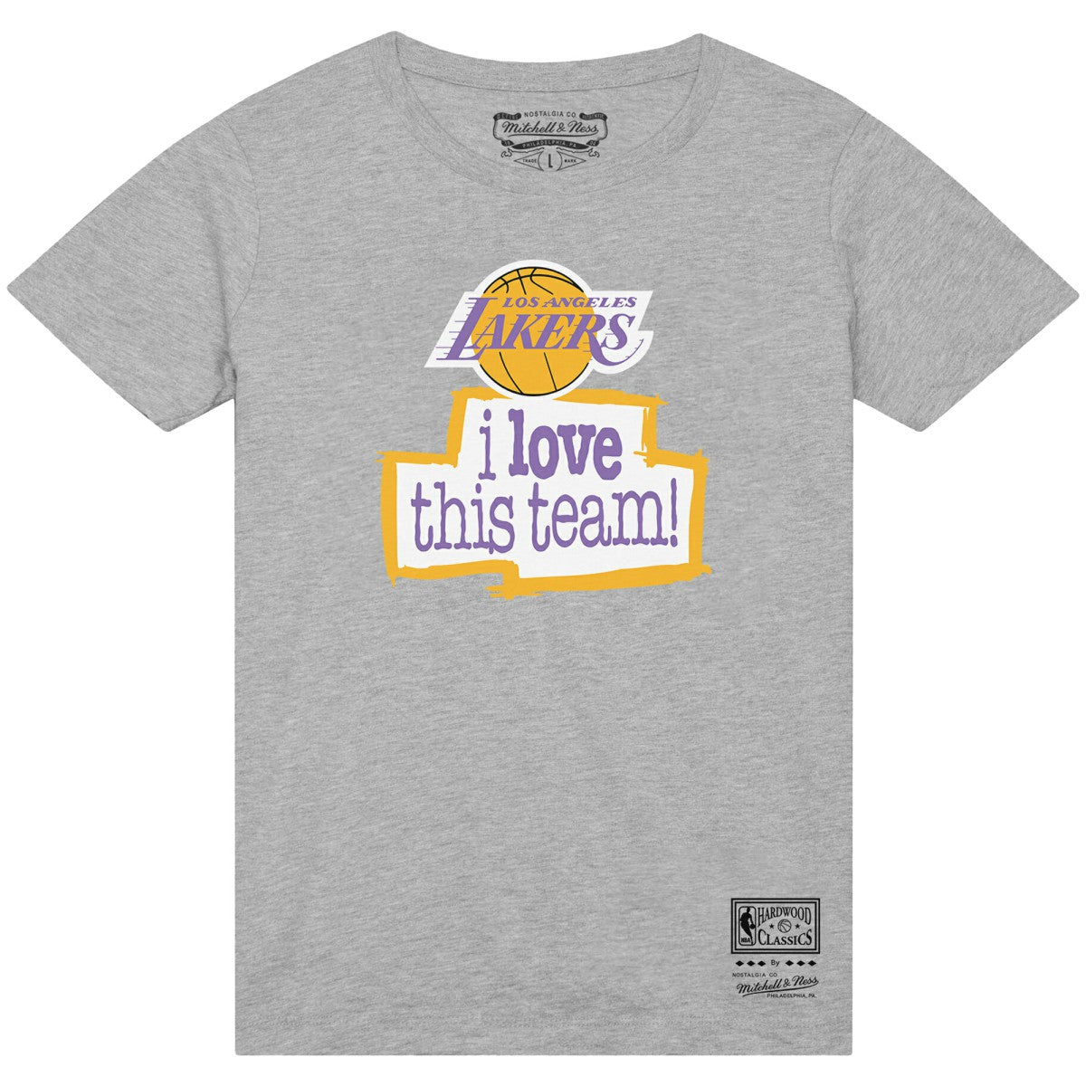 Los Angeles Lakers I Love This Team T-Shirt - Heather Gray | Mitchell & Ness sale