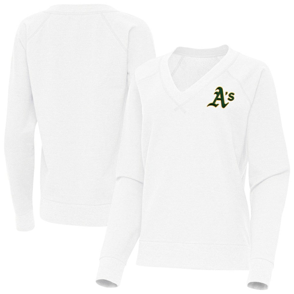 Athletics Antigua Women's Varsity Tri-Blend V-Neck Long Sleeve T-Shirt - White