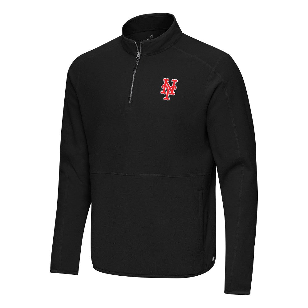 New York Mets Antigua Step Up Quarter-Zip Pullover - Black