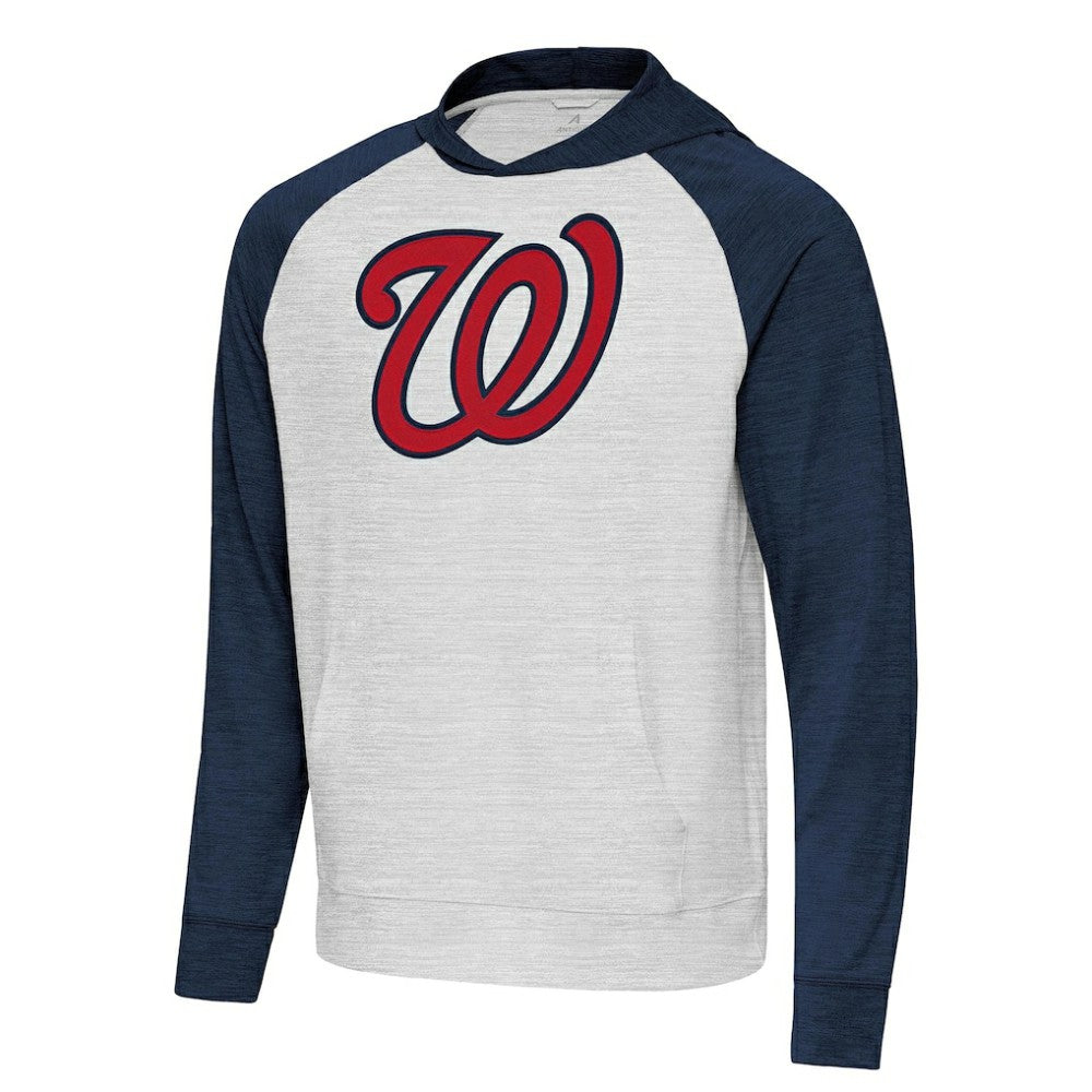 Washington Nationals Antigua Urgent Pullover Hoodie - Heather Navy/Gray