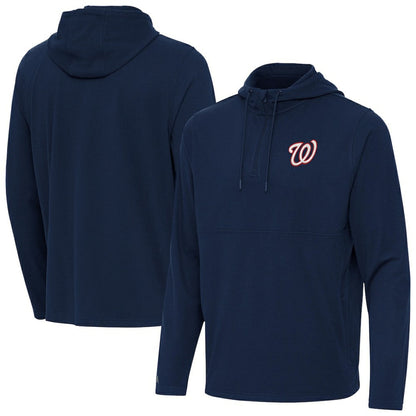 Washington Nationals Antigua Connected Quarter-Zip Pullover Hoodie - Navy