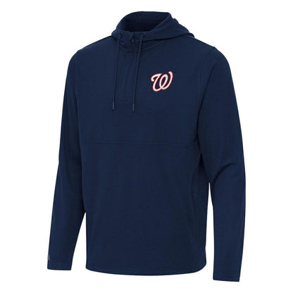 Washington Nationals Antigua Connected Quarter-Zip Pullover Hoodie - Navy