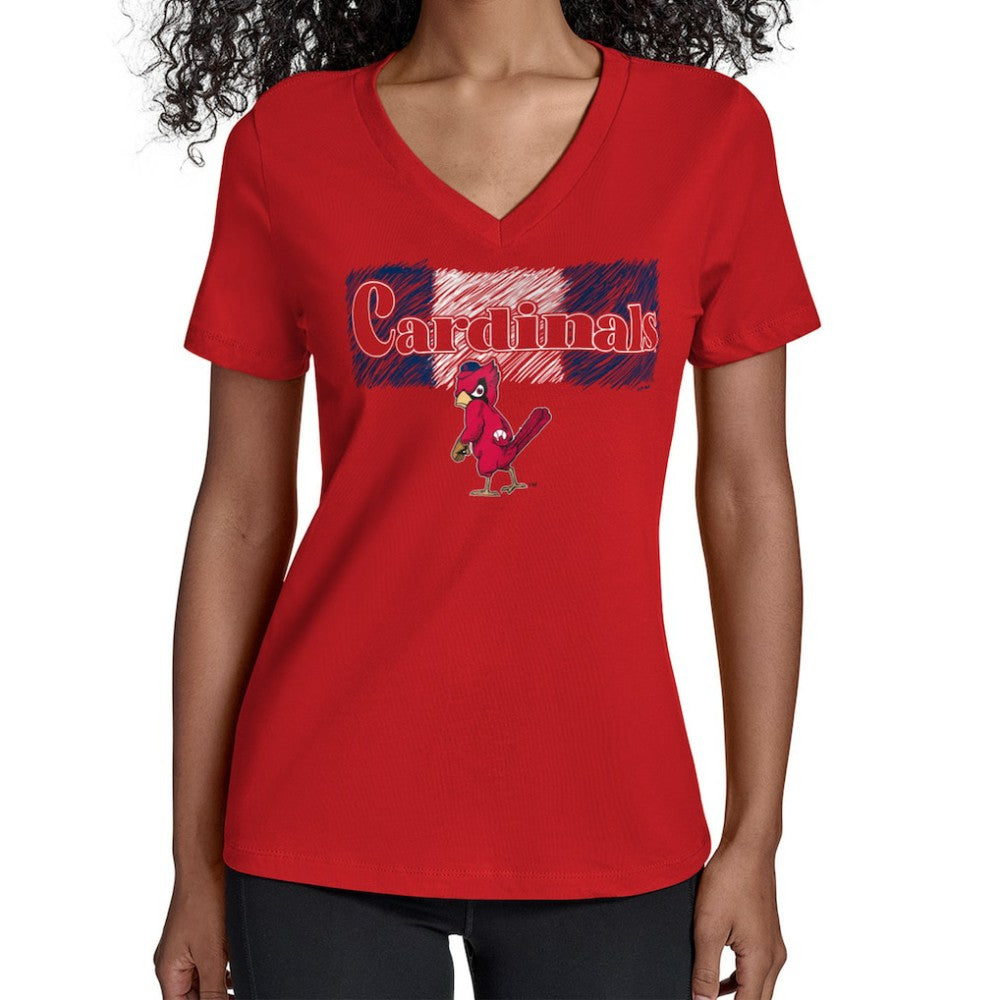 St. Louis Cardinals Starter Women's Team Color Shading V-Neck T-Shirt - Red