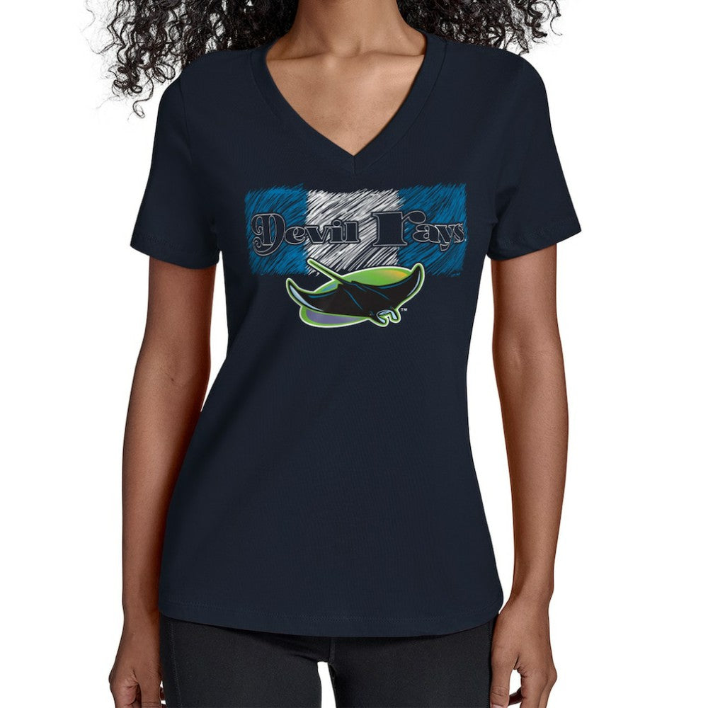 Tampa Bay Rays Starter Women's Team Color Shading V-Neck T-Shirt - Navy