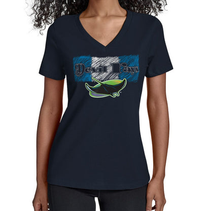 Tampa Bay Rays Starter Women's Team Color Shading V-Neck T-Shirt - Navy