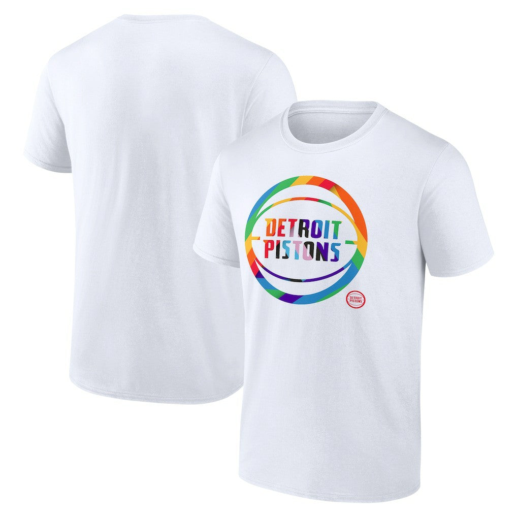 Detroit Pistons Team Logo Pride T-Shirt sale - White online