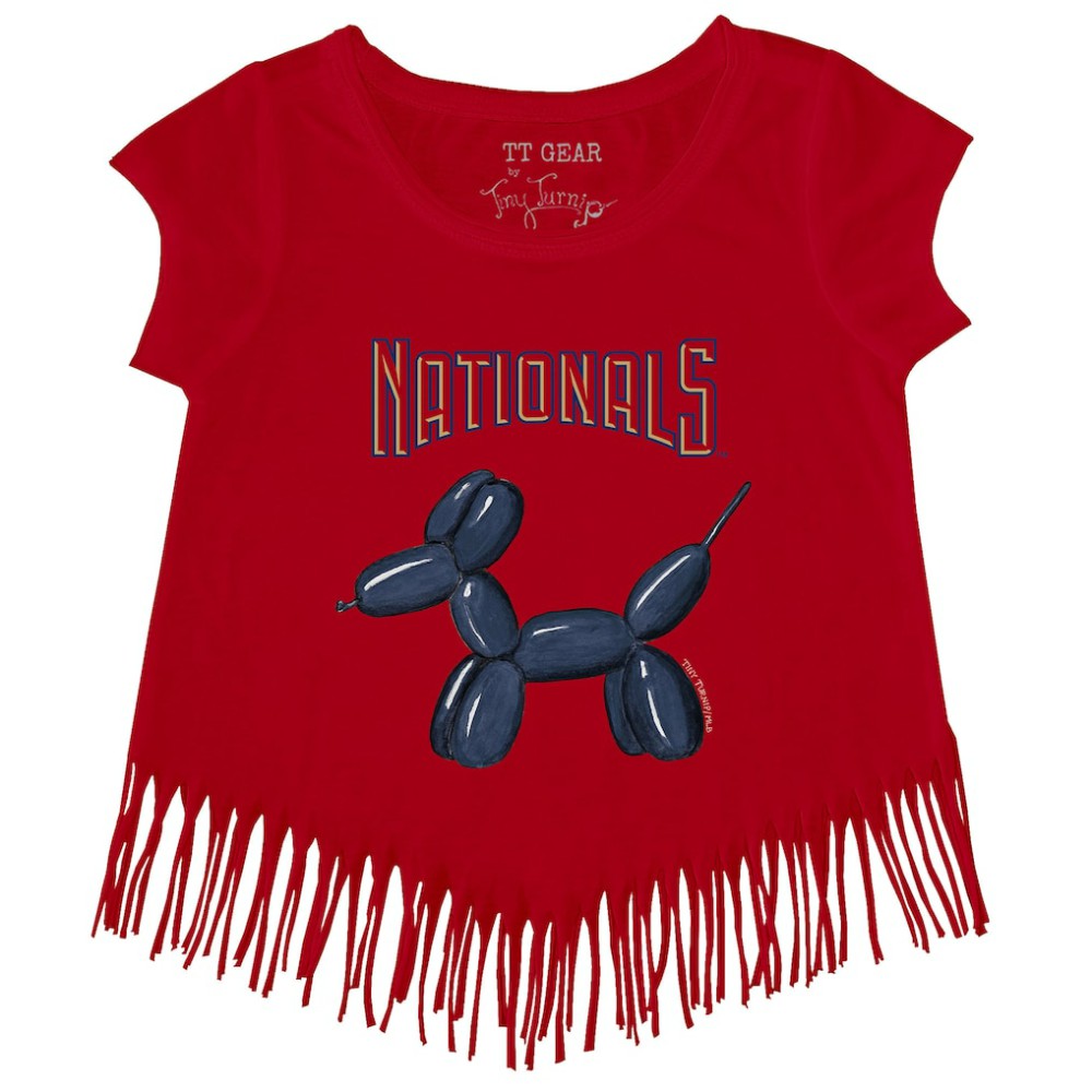 Washington Nationals Tiny Turnip Girls Youth Balloon Dog Fringe T-Shirt - Red