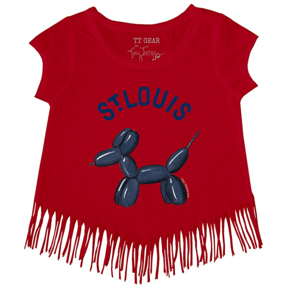 St. Louis Cardinals Tiny Turnip Girls Youth Balloon Dog Fringe T-Shirt - Red