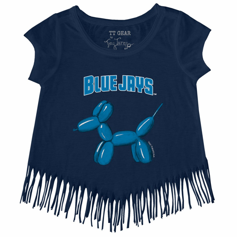 Toronto Blue Jays Tiny Turnip Girls Youth Balloon Dog Fringe T-Shirt - Navy