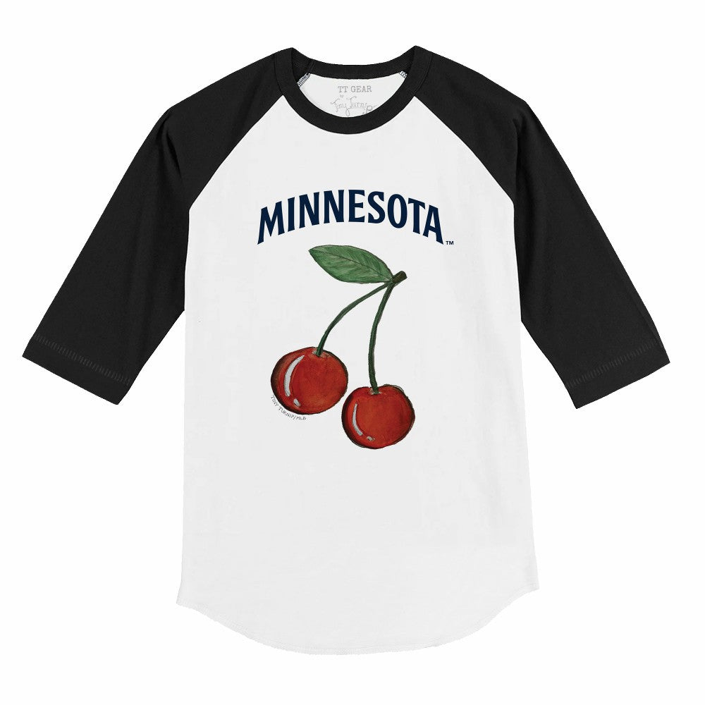 Minnesota Twins Tiny Turnip Youth Cherries 3/4-Sleeve Raglan Baseball T-Shirt - White