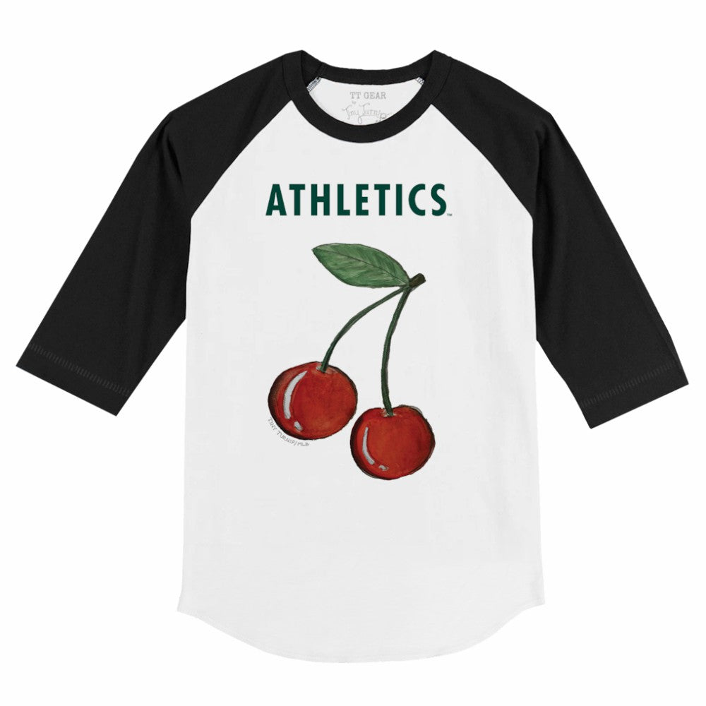 Athletics Tiny Turnip Youth Cherries 3/4-Sleeve Raglan Baseball T-Shirt - White