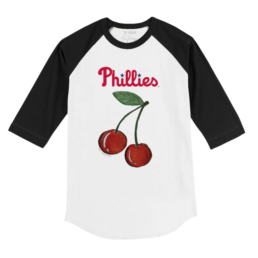 Philadelphia Phillies Tiny Turnip Youth Cherries 3/4-Sleeve Raglan Baseball T-Shirt - White
