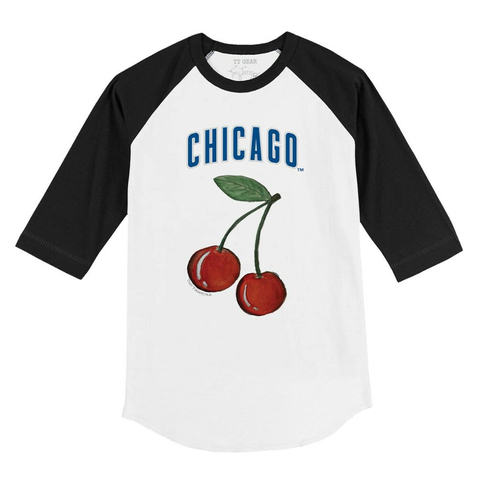Chicago Cubs Tiny Turnip Youth Cherries 3/4-Sleeve Raglan Baseball T-Shirt - White