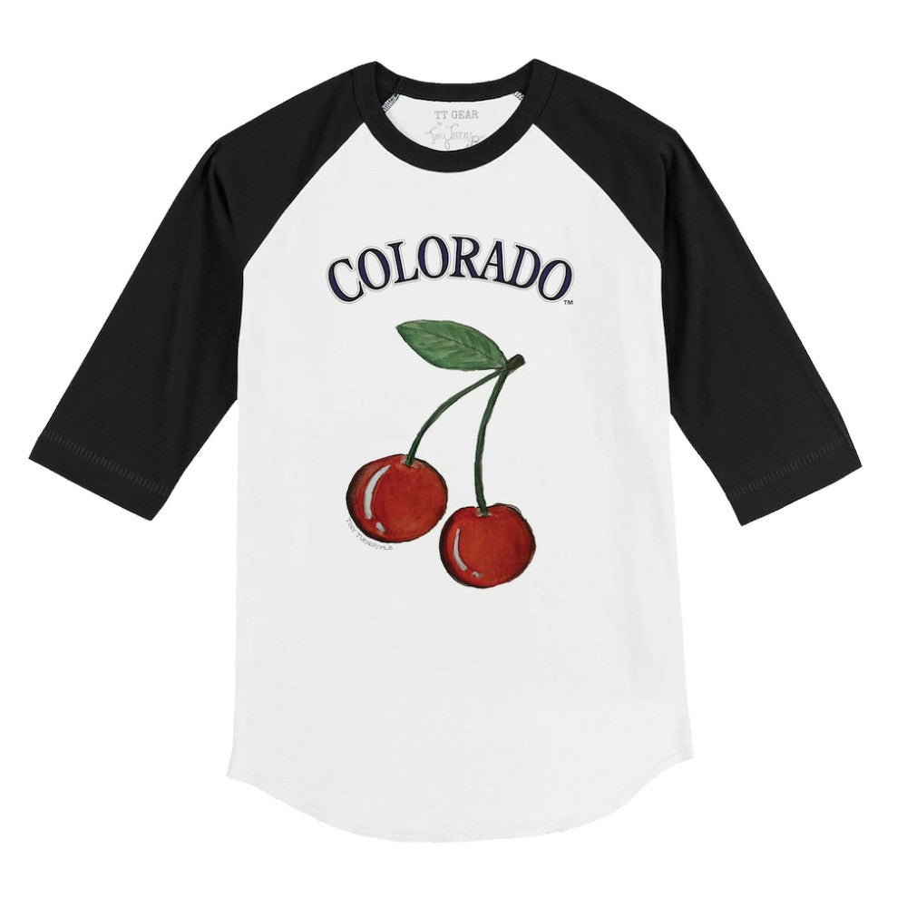Colorado Rockies Tiny Turnip Youth Cherries 3/4-Sleeve Raglan Baseball T-Shirt - White