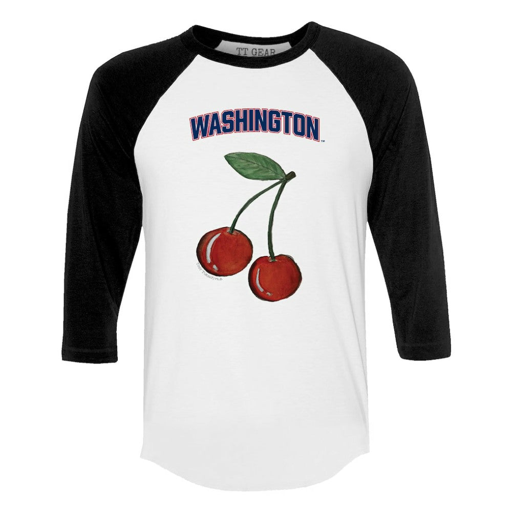 Washington Nationals Tiny Turnip Women's Cherries 3/4-Sleeve Raglan Baseball T-Shirt - White