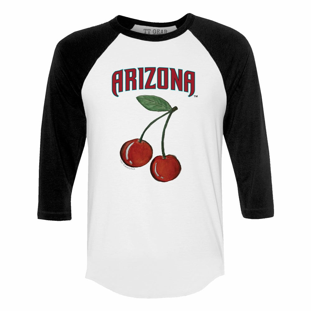 Arizona Diamondbacks Tiny Turnip Women's Cherries 3/4-Sleeve Raglan Baseball T-Shirt - White