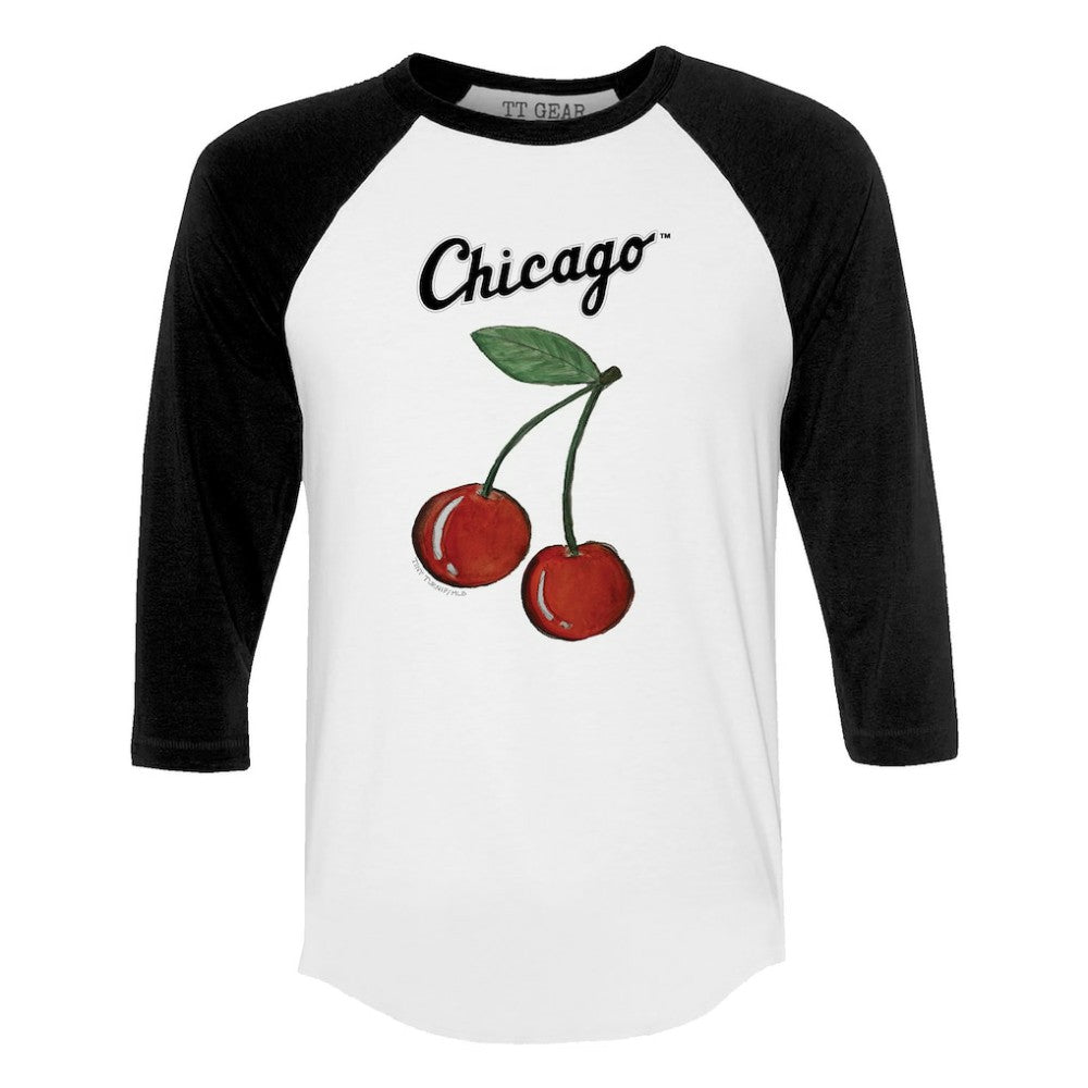 Chicago White Sox Tiny Turnip Women's Cherries 3/4-Sleeve Raglan Baseball T-Shirt - White