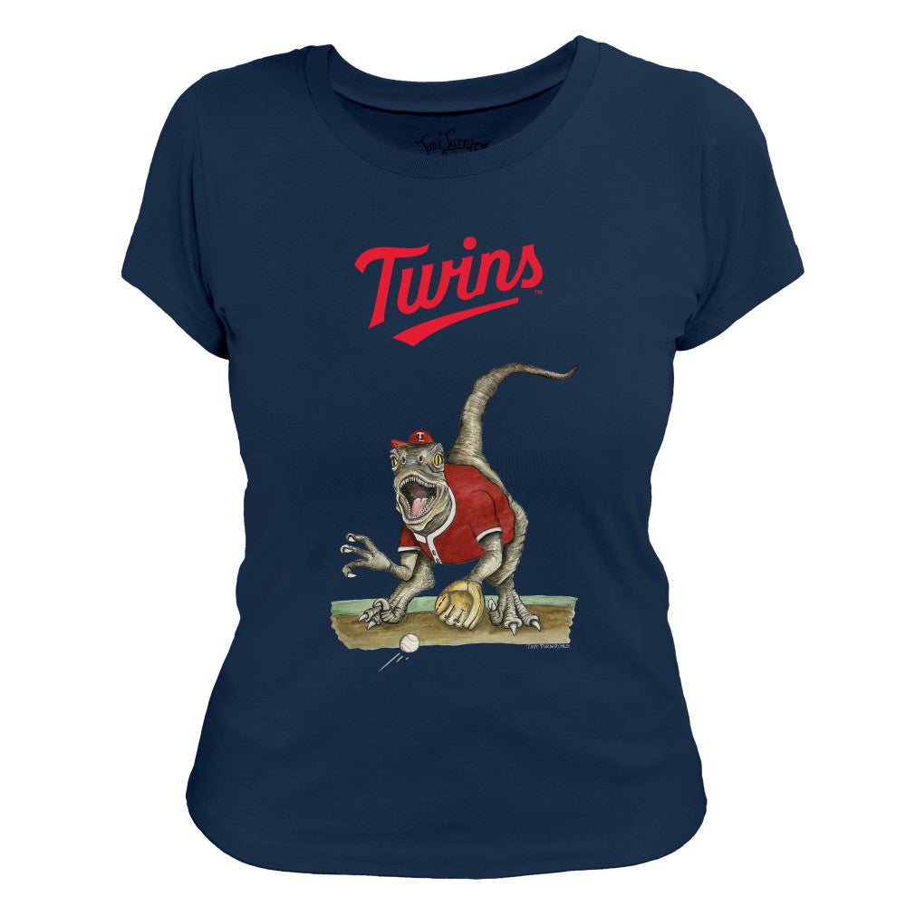 Minnesota Twins Tiny Turnip Women's Velociraptor T-Shirt - Navy