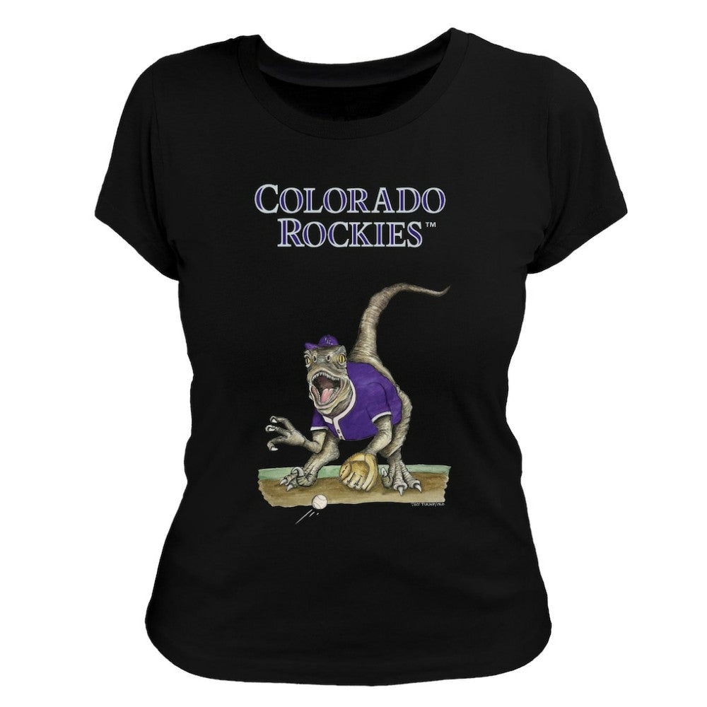 Colorado Rockies Tiny Turnip Women's Velociraptor T-Shirt - Black