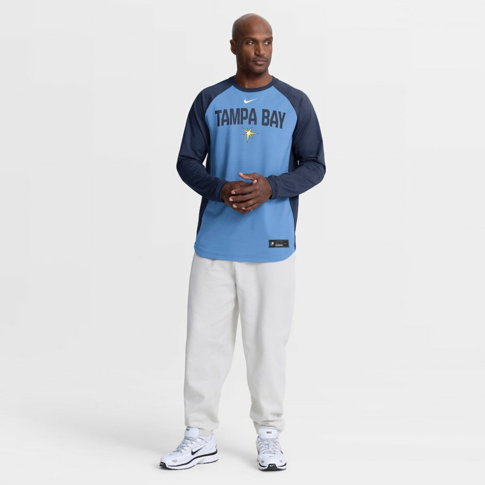 Tampa Bay Rays Authentic Collection Raglan Dri-FIT Sweatshirt - Light Blue | Nike