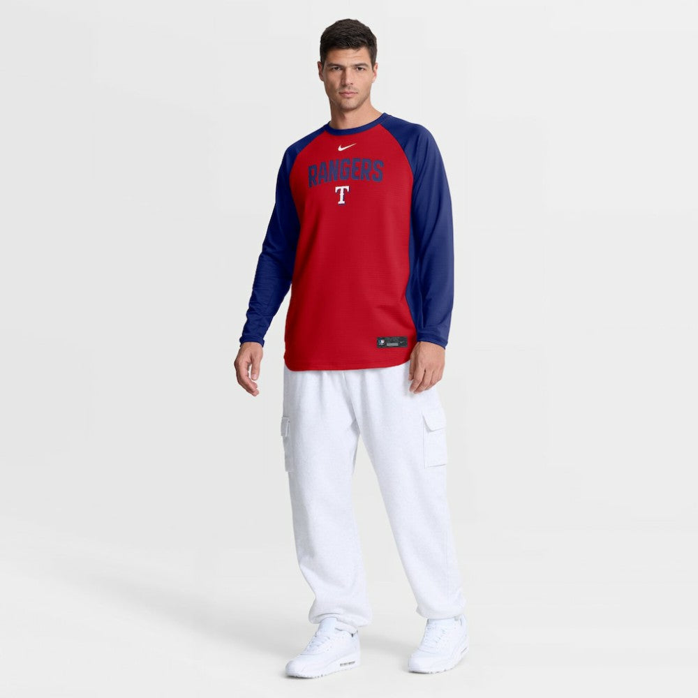 Texas Rangers Authentic Collection Raglan Dri-FIT Sweatshirt - Red | Nike