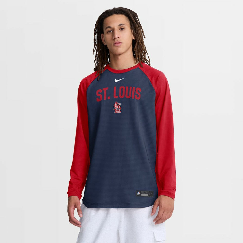 St. Louis Cardinals Authentic Collection Raglan Dri-FIT Sweatshirt - Navy | Nike