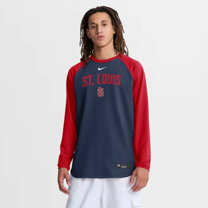 St. Louis Cardinals Authentic Collection Raglan Dri-FIT Sweatshirt - Navy | Nike