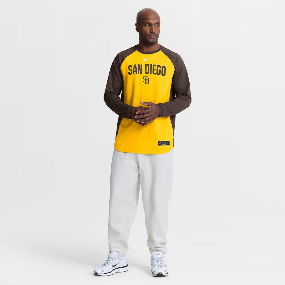 San Diego Padres Authentic Collection Raglan Dri-FIT Sweatshirt - Gold | Nike
