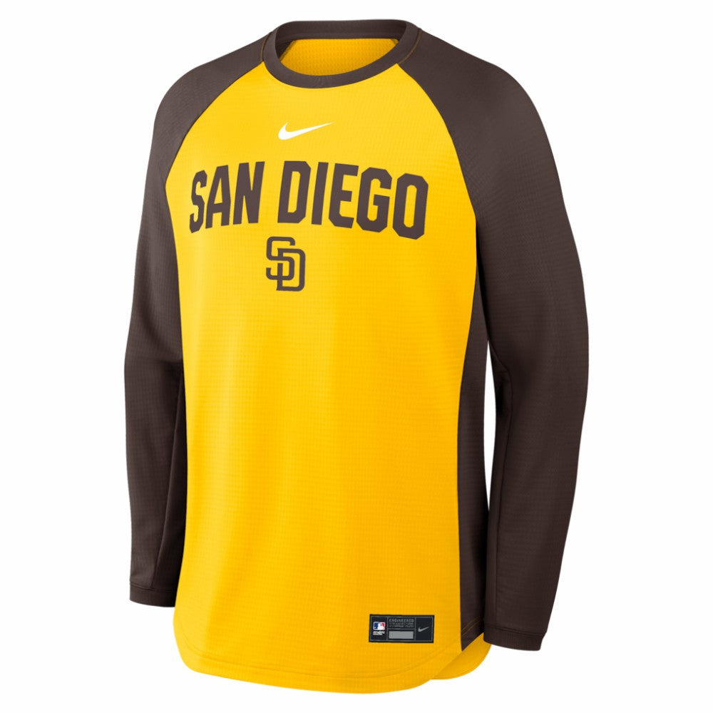 San Diego Padres Authentic Collection Raglan Dri-FIT Sweatshirt - Gold | Nike