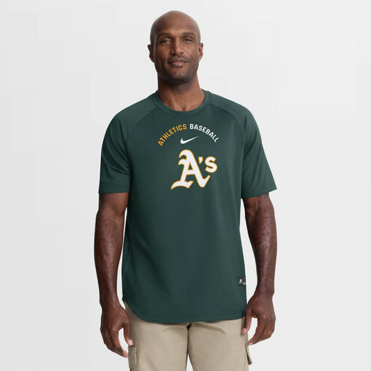 Athletics Authentic Collection Batting Practice Pre-Game Raglan Dri-FIT Top - Green | Nike