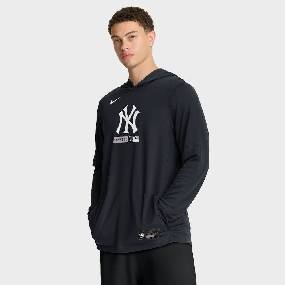 New York Yankees Authentic Collection Dri-FIT Long Sleeve Hooded T-Shirt - Navy | Nike