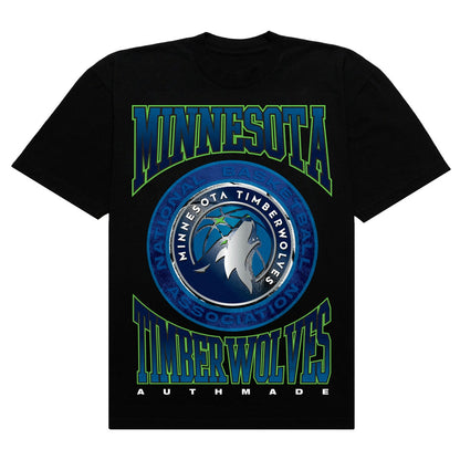 Minnesota Timberwolves Authmade Vintage Metal Premium Heavyweight T-Shirt - Black on sale