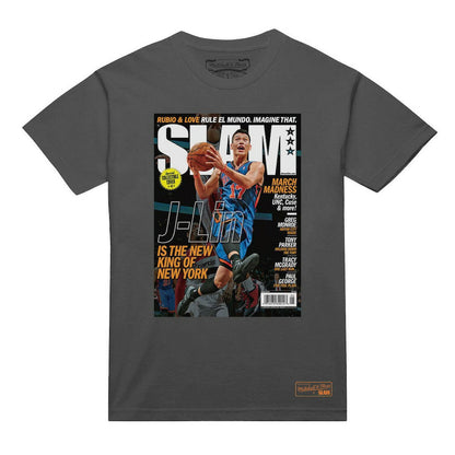 Jeremy Lin New York Knicks NBA Slam Cover T-Shirt - Gray | Mitchell & Ness sale