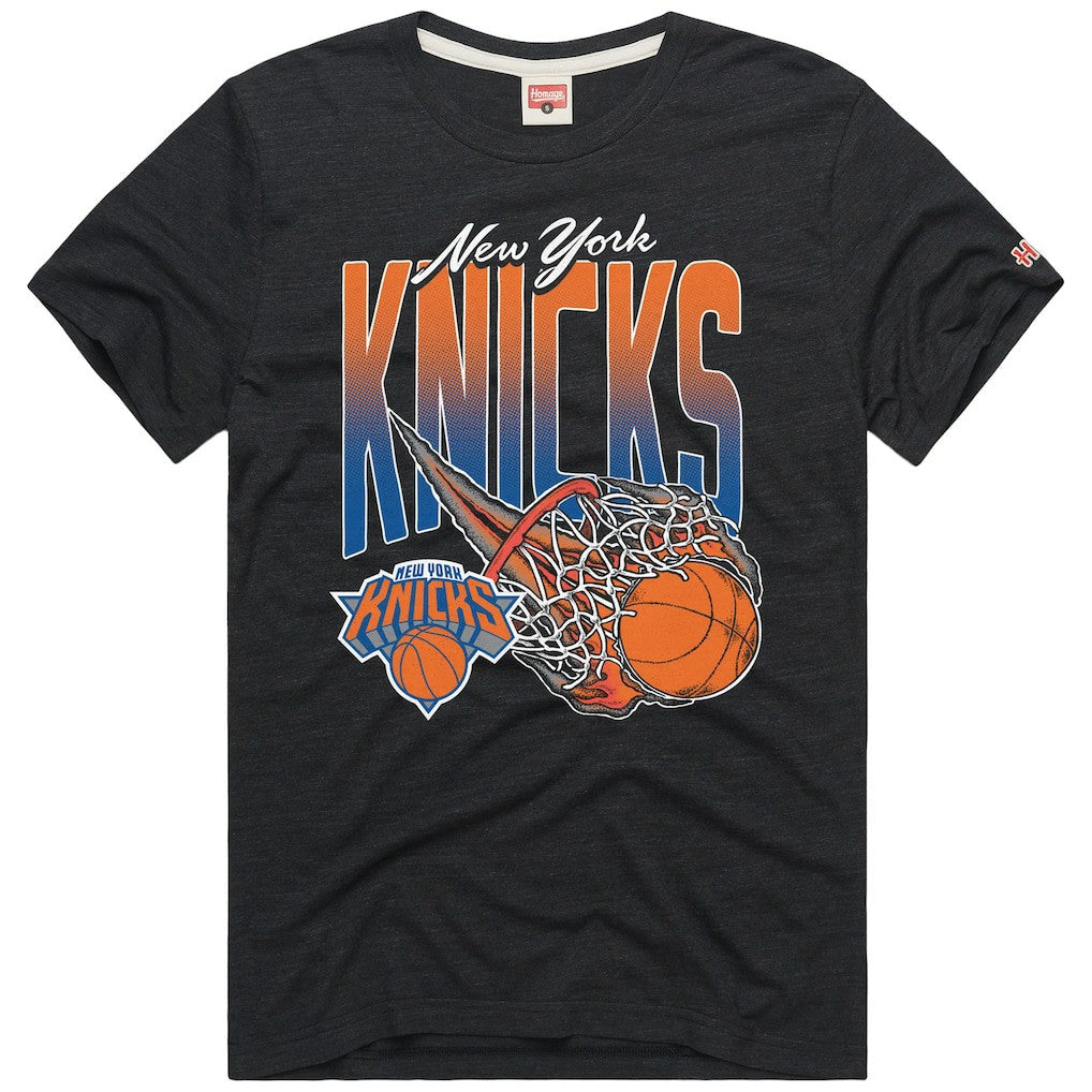 New York Knicks Homage On Fire Tri-Blend T-Shirt - Charcoal discount