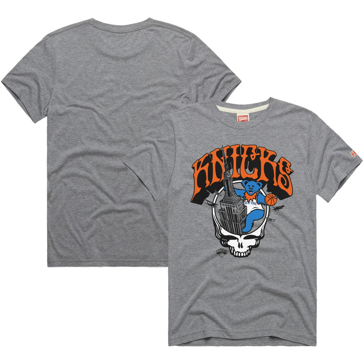 New York Knicks x Grateful Dead Homage Skull Tri-Blend T-Shirt - Gray cheap