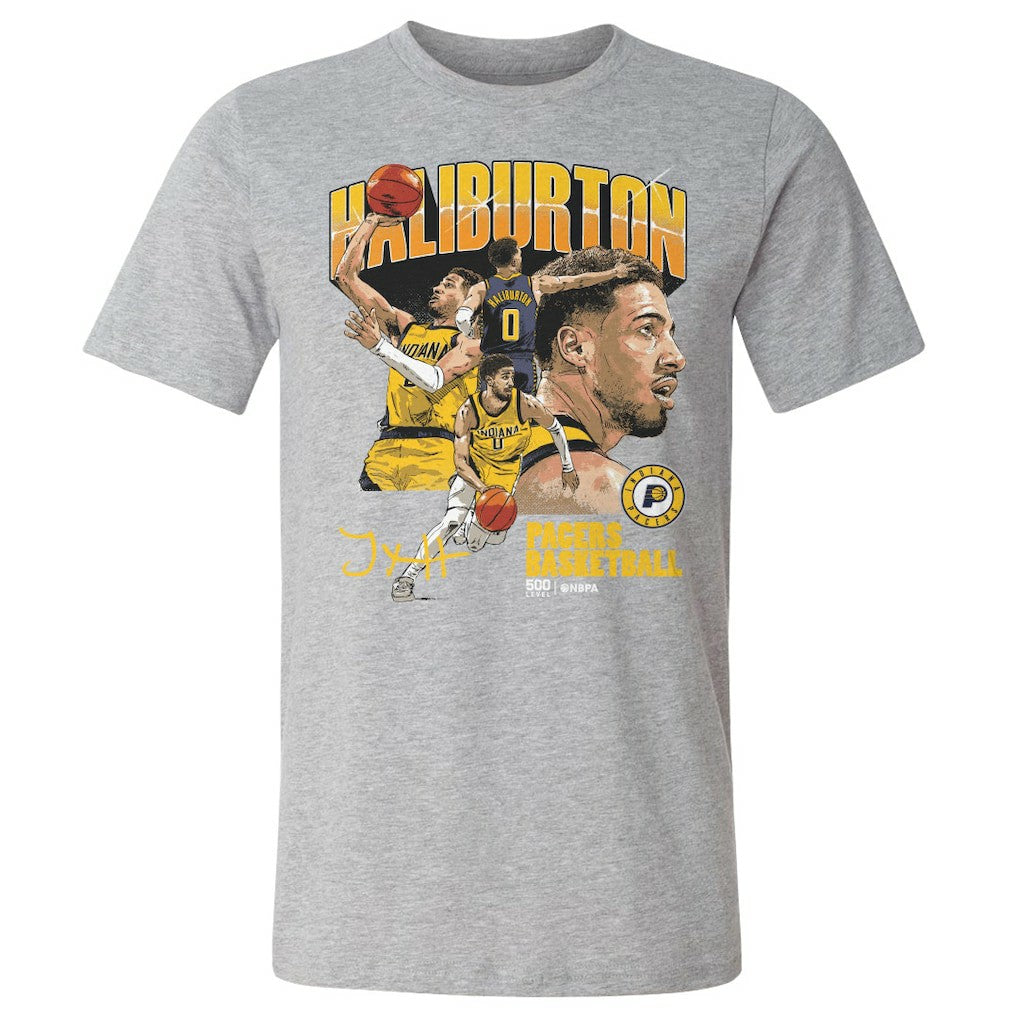 Tyrese Haliburton Indiana Pacers 500 Level Collage T-Shirt - Heather Gray sale