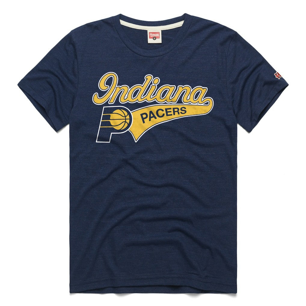 Indiana Pacers Homage Unisex Script Tri-Blend T-Shirt - Navy for sale