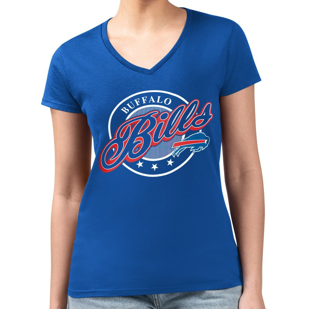 Buffalo Bills G-III 4Her by Carl Banks Women's Super-Slim Fit Lightweight Pinstripe Circle V-Neck T-Shirt - Royal online