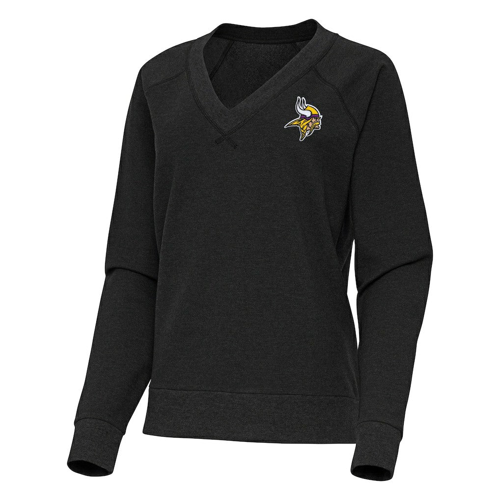 Minnesota Vikings Antigua Women's Varsity Tri-Blend V-Neck Long Sleeve T-Shirt - Heather Black outlet