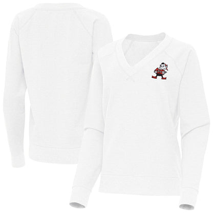Cleveland Browns Antigua Women's Varsity Tri-Blend V-Neck Long Sleeve T-Shirt - White for sale
