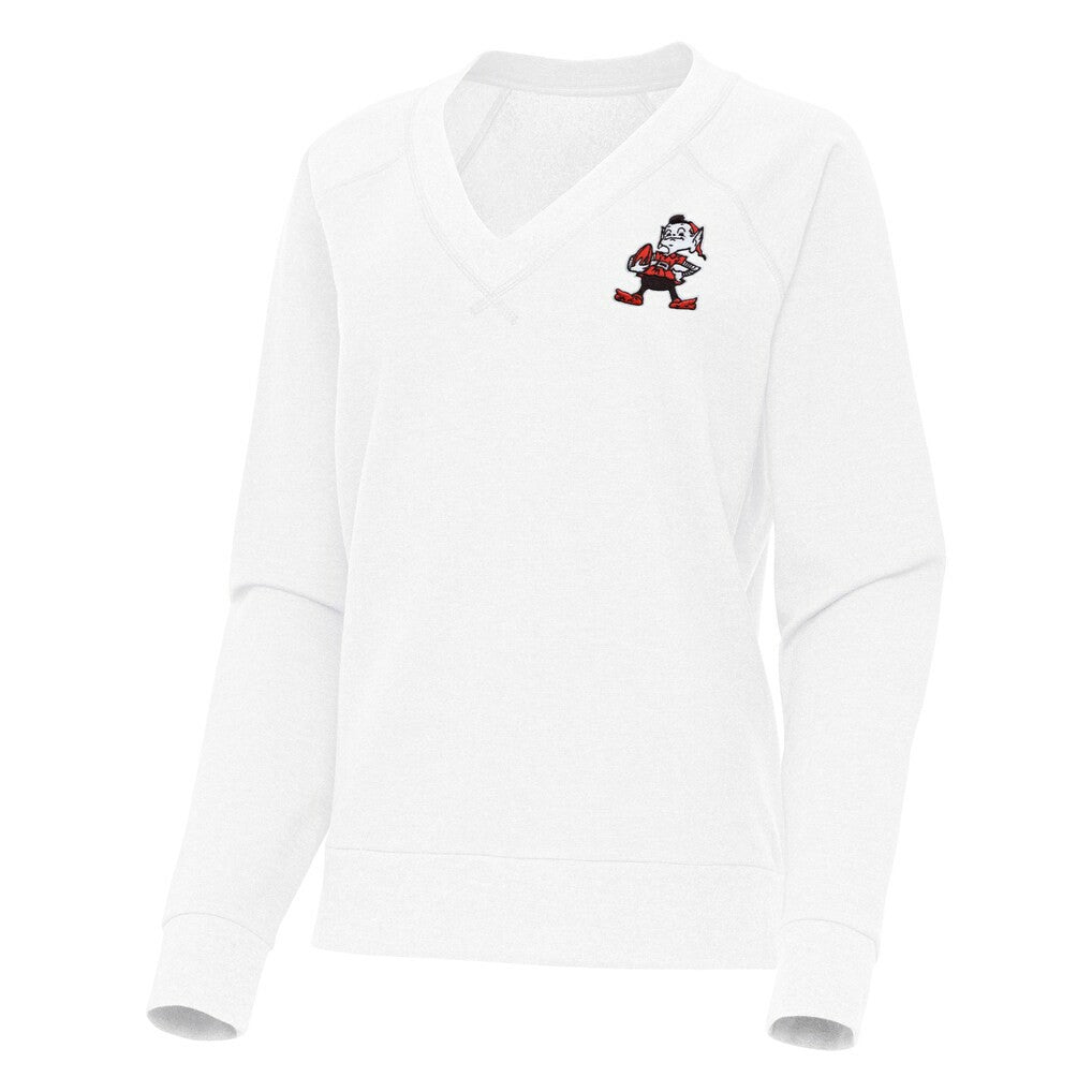 Cleveland Browns Antigua Women's Varsity Tri-Blend V-Neck Long Sleeve T-Shirt - White for sale